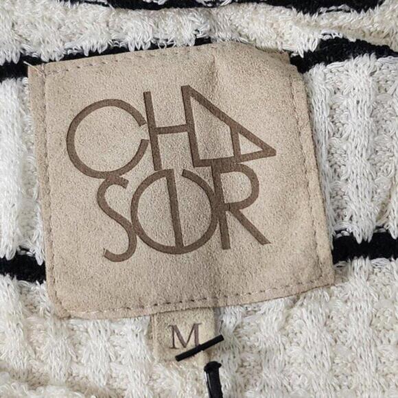 2/$50 Chaser Waffle Knit White with Black Stripes Sweater Size M - Picture 3 of 5